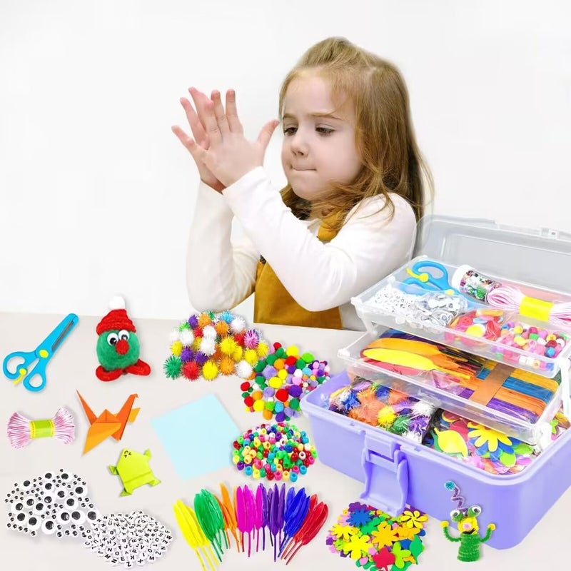 VLUSSO 3000Pcs Arts and Crafts Supplies for Kids Girls 8-12 Craft Kit with Pipe Cleaners Beads Crafts for Kids DIY School Supplies Set Crafting Box for Girls Boys Age 4-6, 6-8, 8-12 Years Gifts - Image 5
